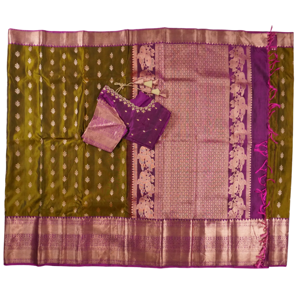 Ganga - Olive Green and Purple