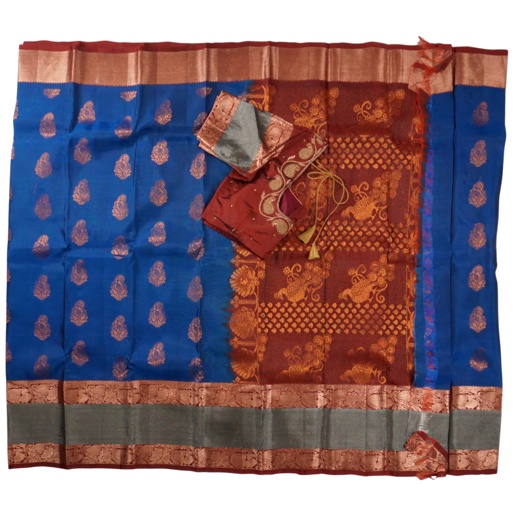 Chandrika - Royal Blue and Crimson Red