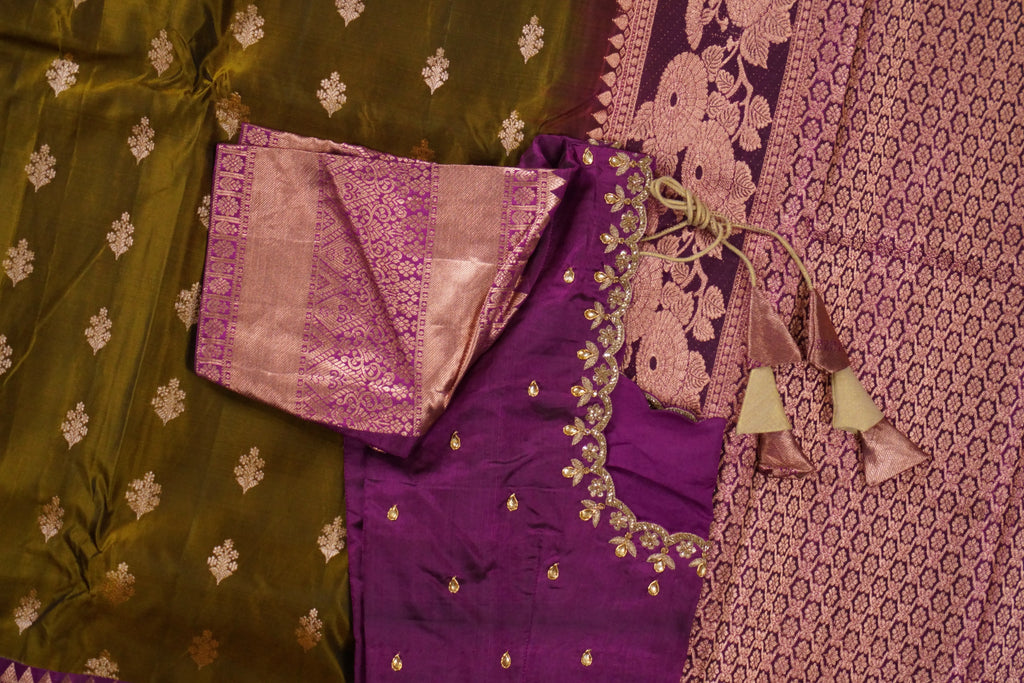 Ganga - Olive Green and Purple