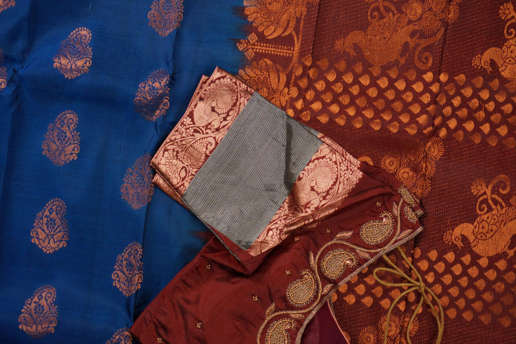 Chandrika - Royal Blue and Crimson Red
