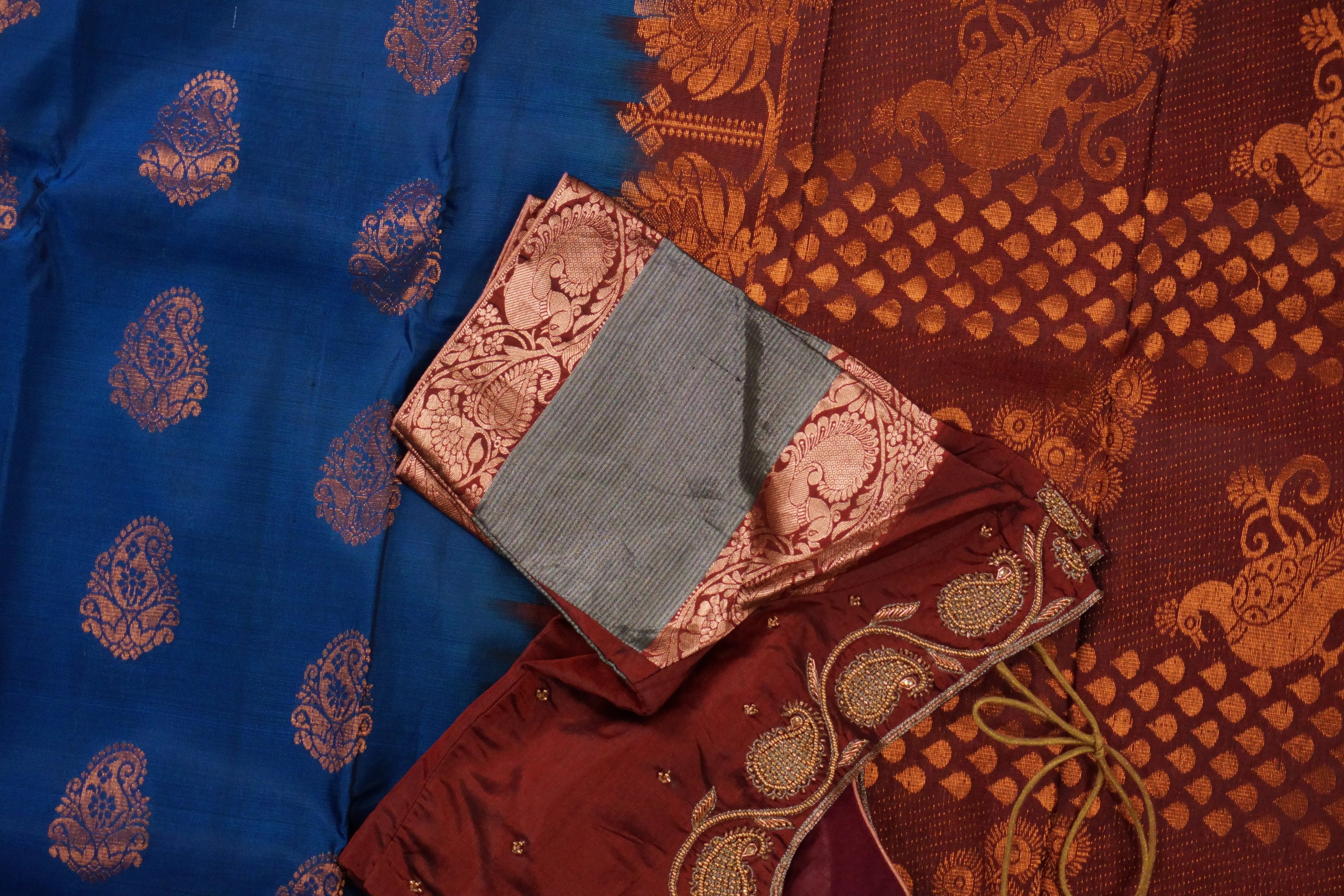Chandrika - Royal Blue and Crimson Red